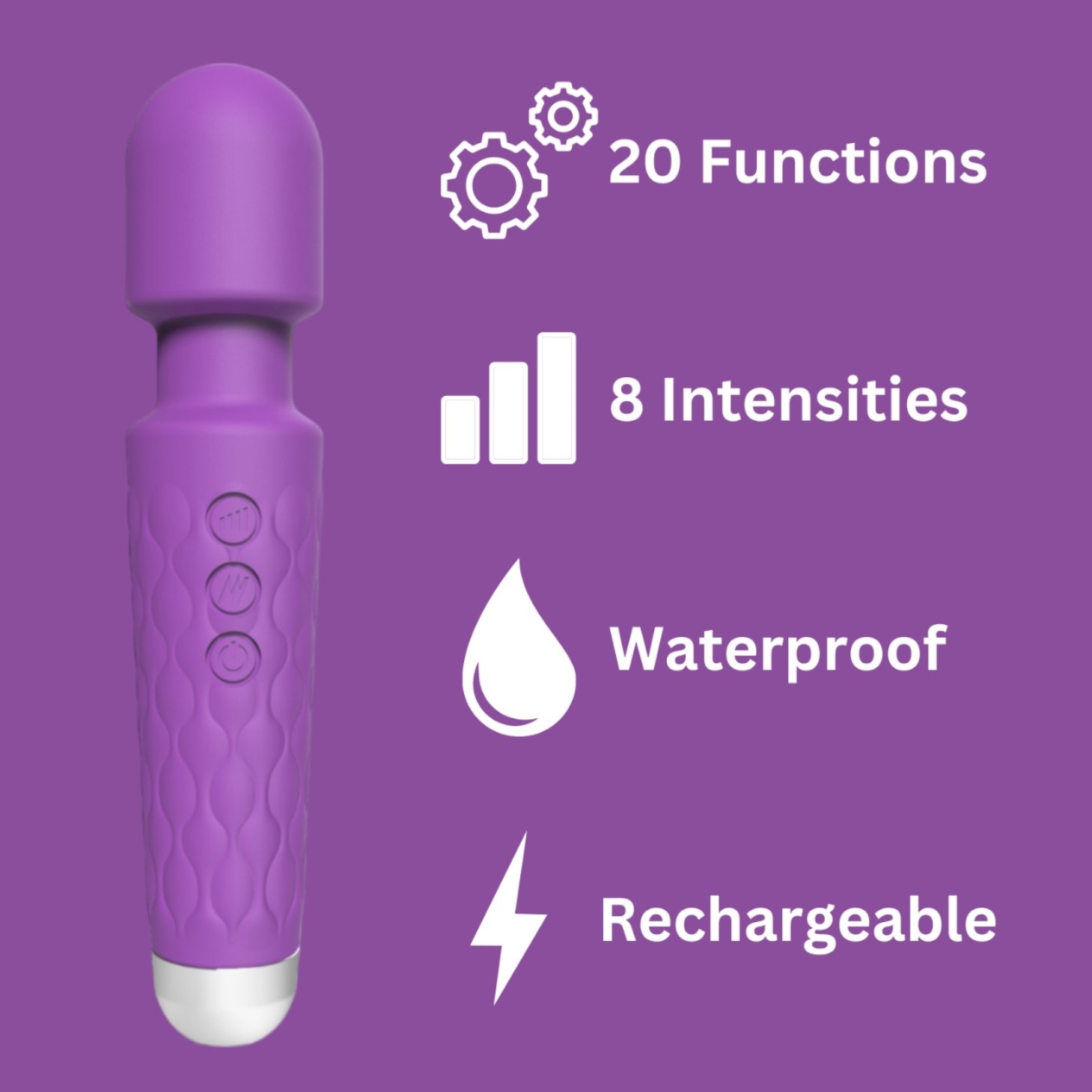 Loving Joy 20 Function Wand Vibrator Purple 7 Loving Joy 20 Function Wand Vibrator Purple - Image 7