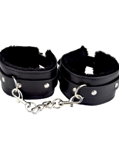 Bound to Please Furry Plush Wrist Cuffs Black
