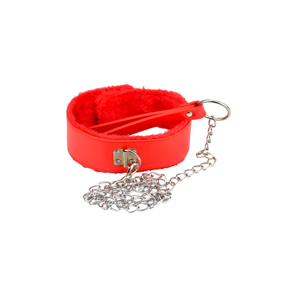 Bound to Please Furry Collar with Leash Red 6 Bound to Please Furry Collar with Leash Red - Image 6