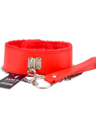 N11935 bound to please furry collar with leash red 5