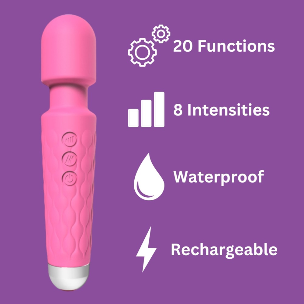 Loving Joy 20 Function Wand Vibrator Pink 8 Loving Joy 20 Function Wand Vibrator Pink - Image 8