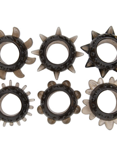 N12316 Loving Joy textured cock ring set 6 pack side View 2