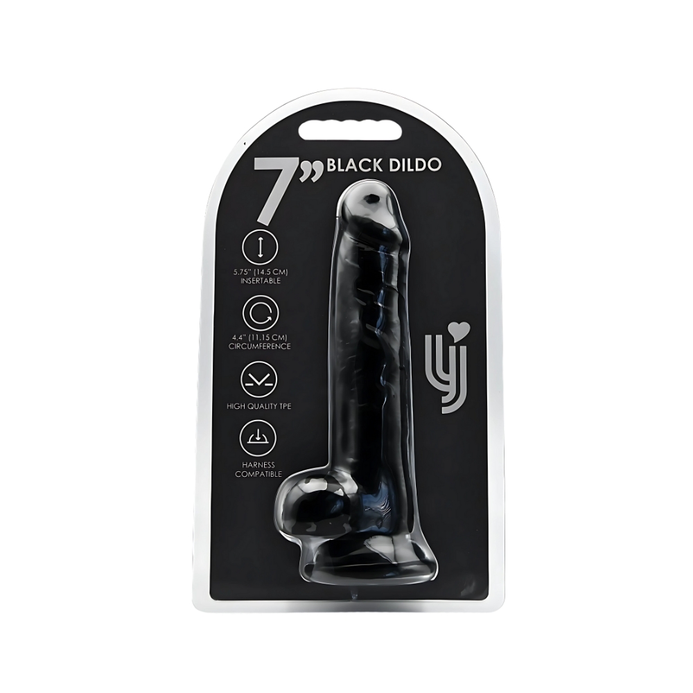 Loving Joy 7 Inch Dildo with Balls Black 4 Loving Joy 7 Inch Dildo with Balls Black - Image 4