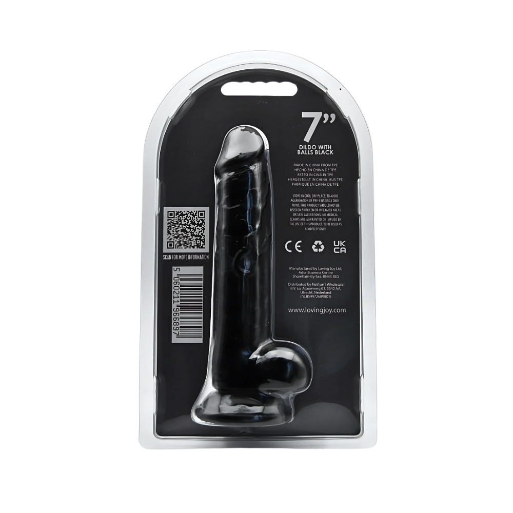 Loving Joy 7 Inch Dildo with Balls Black 5 Loving Joy 7 Inch Dildo with Balls Black - Image 5