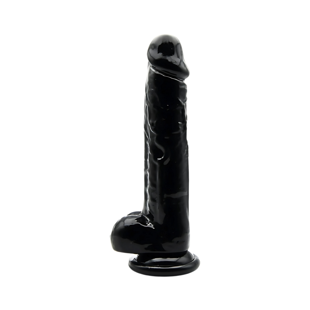 Loving Joy 8 Inch Dildo with Balls Black 1 Loving Joy 8 Inch Dildo with Balls Black