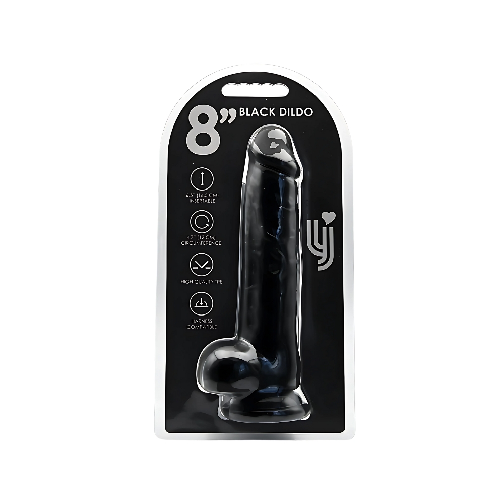 Loving Joy 8 Inch Dildo with Balls Black 4 Loving Joy 8 Inch Dildo with Balls Black - Image 4