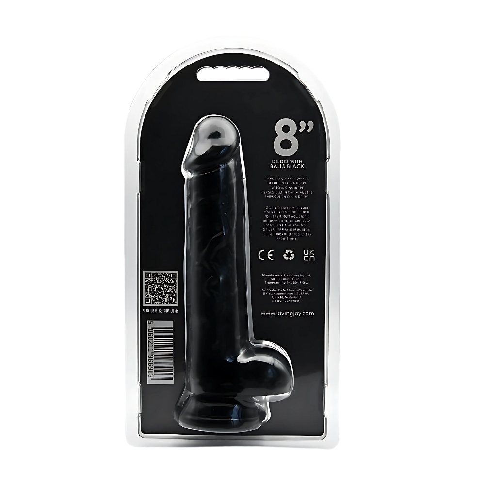 Loving Joy 8 Inch Dildo with Balls Black 5 Loving Joy 8 Inch Dildo with Balls Black - Image 5