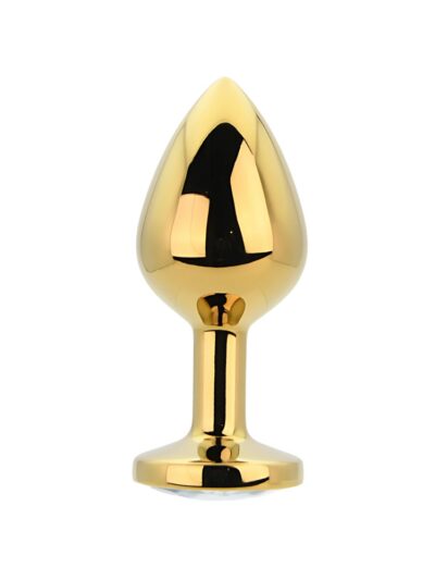 Toosh Gold Metal Butt Plug Medium Clear Stone