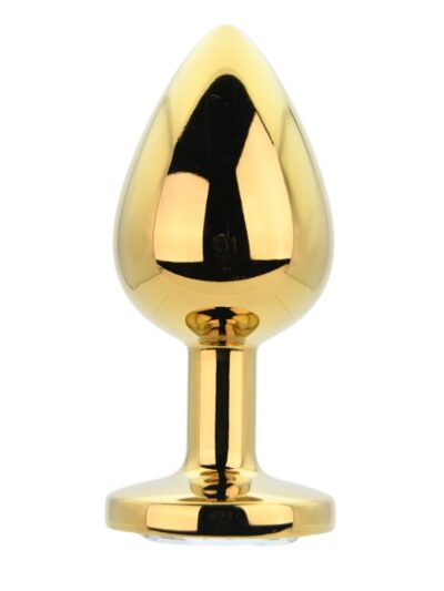 Toosh Gold Metal Butt Plug Large Clear Stone