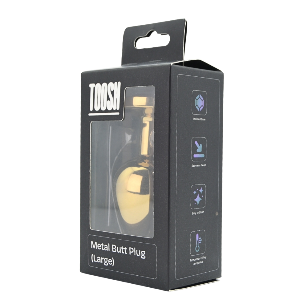 Toosh Gold Metal Butt Plug Large Clear Stone 9 Toosh Gold Metal Butt Plug Large Clear Stone - Image 9