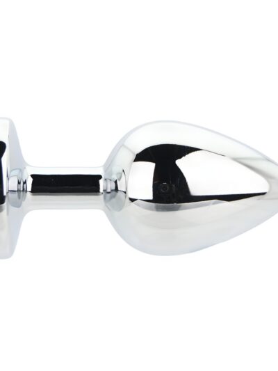 N12822 toosh silver metal butt plug large red stone 1 4