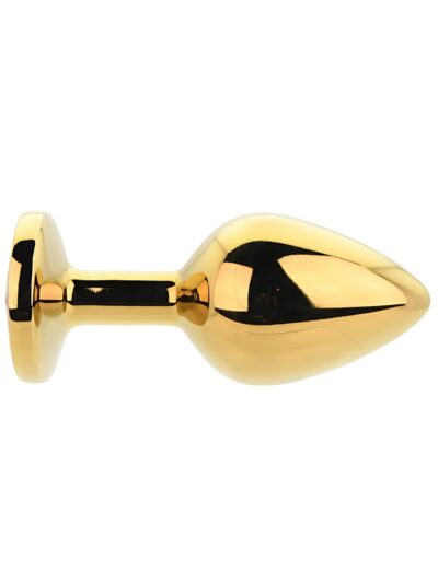 N12824 toosh gold metal butt plug medium red stone 1 4