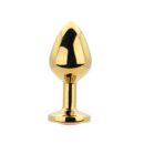 Toosh Gold Metal Butt Plug Medium Red Stone