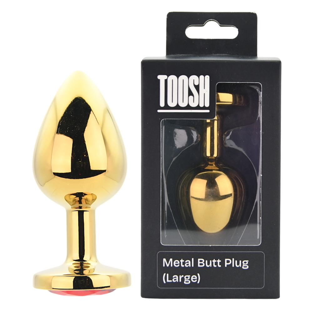 Toosh Gold Metal Butt Plug Large Red Stone 9 Toosh Gold Metal Butt Plug Large Red Stone - Image 9