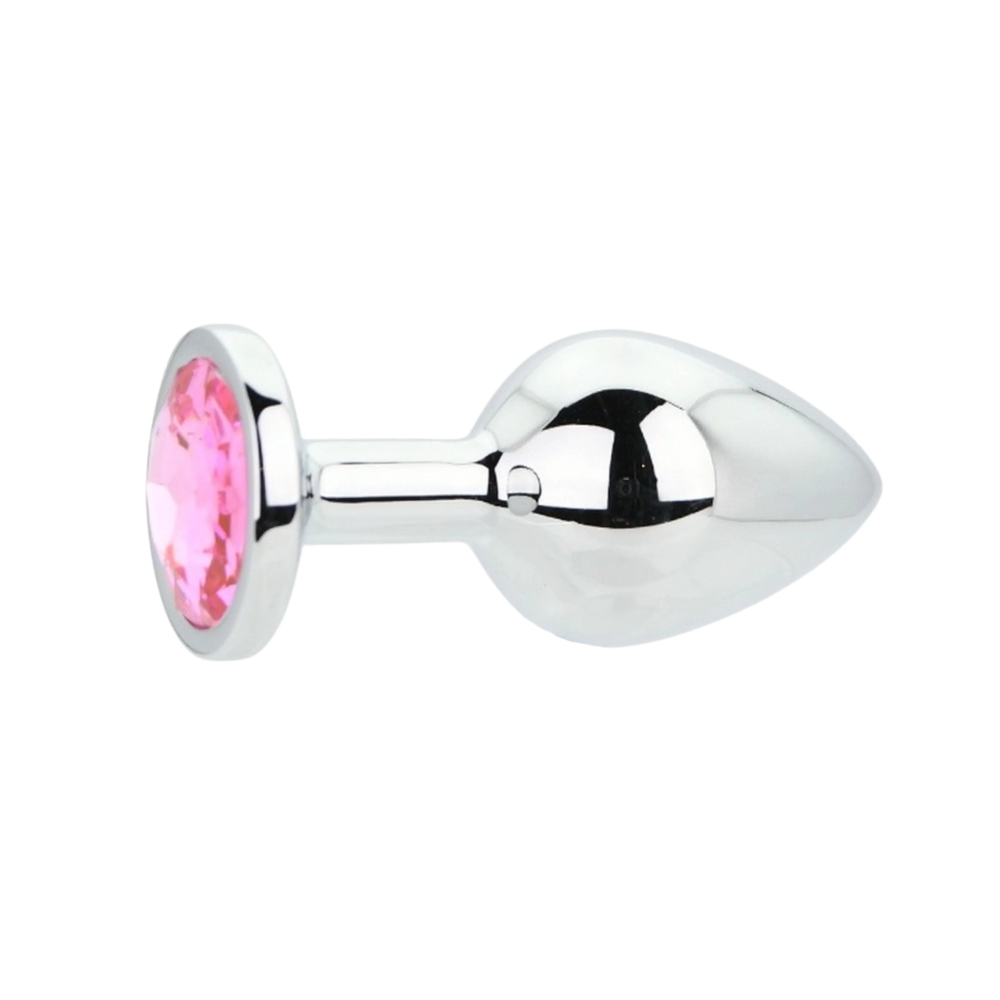 Toosh Silver Metal Butt Plug Medium Pink Stone 3 Toosh Silver Metal Butt Plug Medium Pink Stone - Image 3