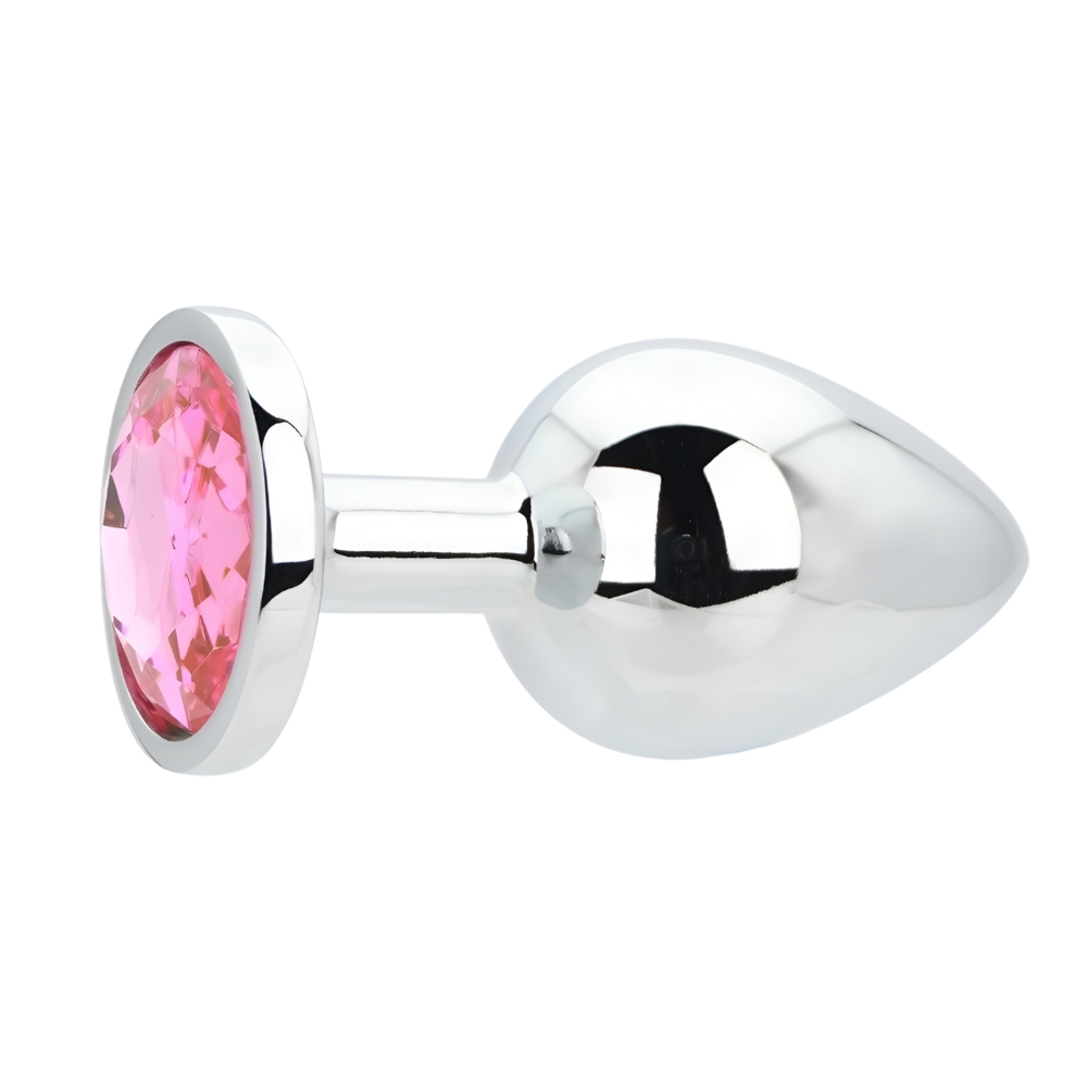 Toosh Silver Metal Butt Plug Large Pink Stone 3 Toosh Silver Metal Butt Plug Large Pink Stone - Image 3
