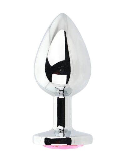 Toosh Silver Metal Butt Plug Large Pink Stone