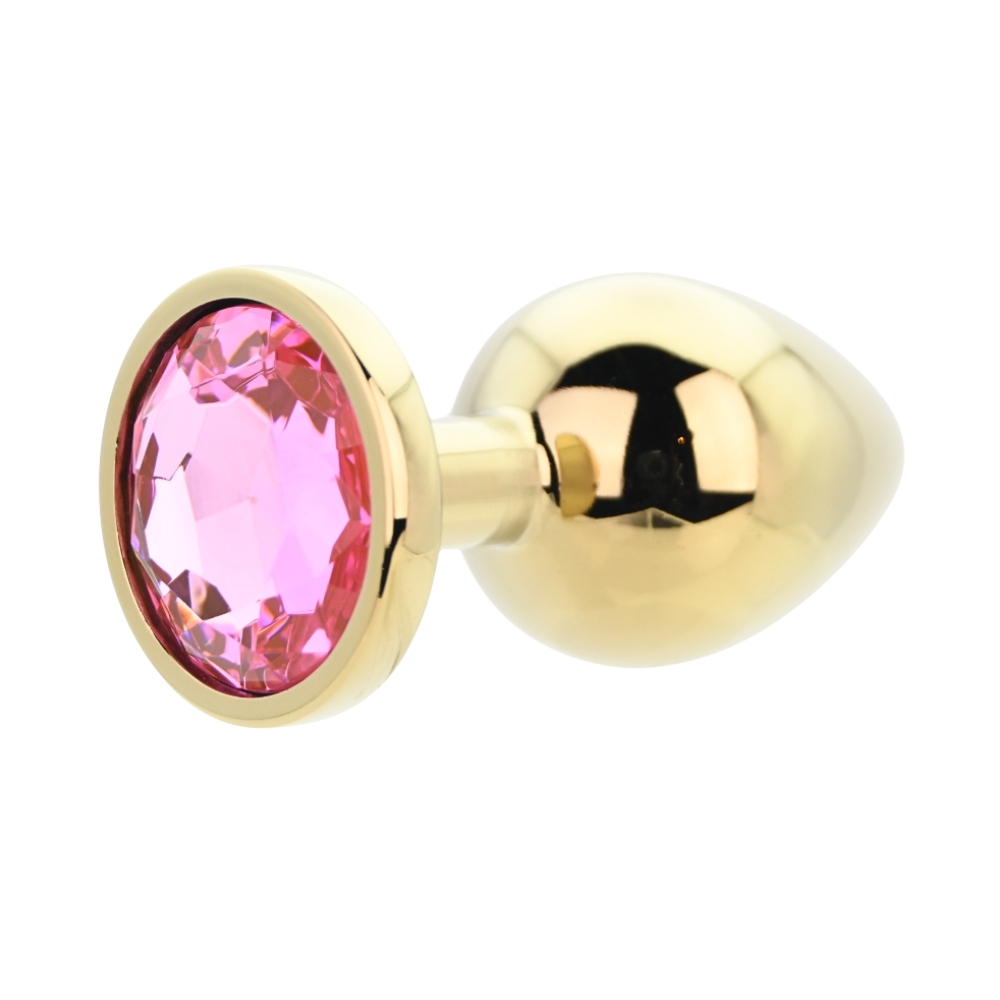 Toosh Gold Metal Butt Plug Large Pink Stone 3 Toosh Gold Metal Butt Plug Large Pink Stone - Image 3