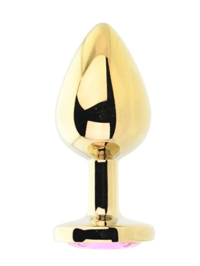 Toosh Gold Metal Butt Plug Large Pink Stone