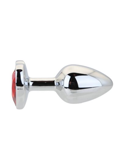 N12832 toosh heart shaped silver with red stone small 1 4