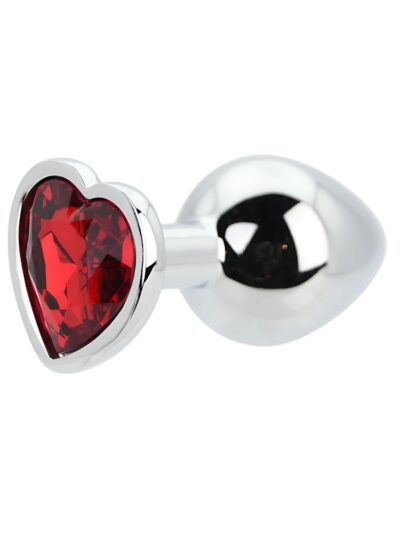 Toosh Heart Shaped Silver with Red Stone Medium