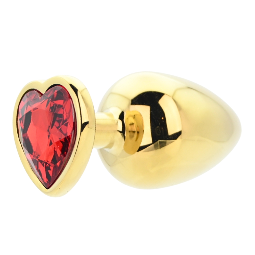 Toosh Heart Shaped Gold Butt Plug with Red Stone Large 3 Toosh Heart Shaped Gold Butt Plug with Red Stone Large - Image 3