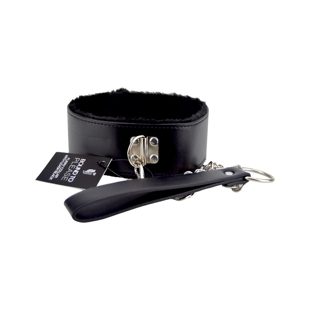 Bound to Please Furry Collar with Leash Black 2 Bound to Please Furry Collar with Leash Black - Image 2