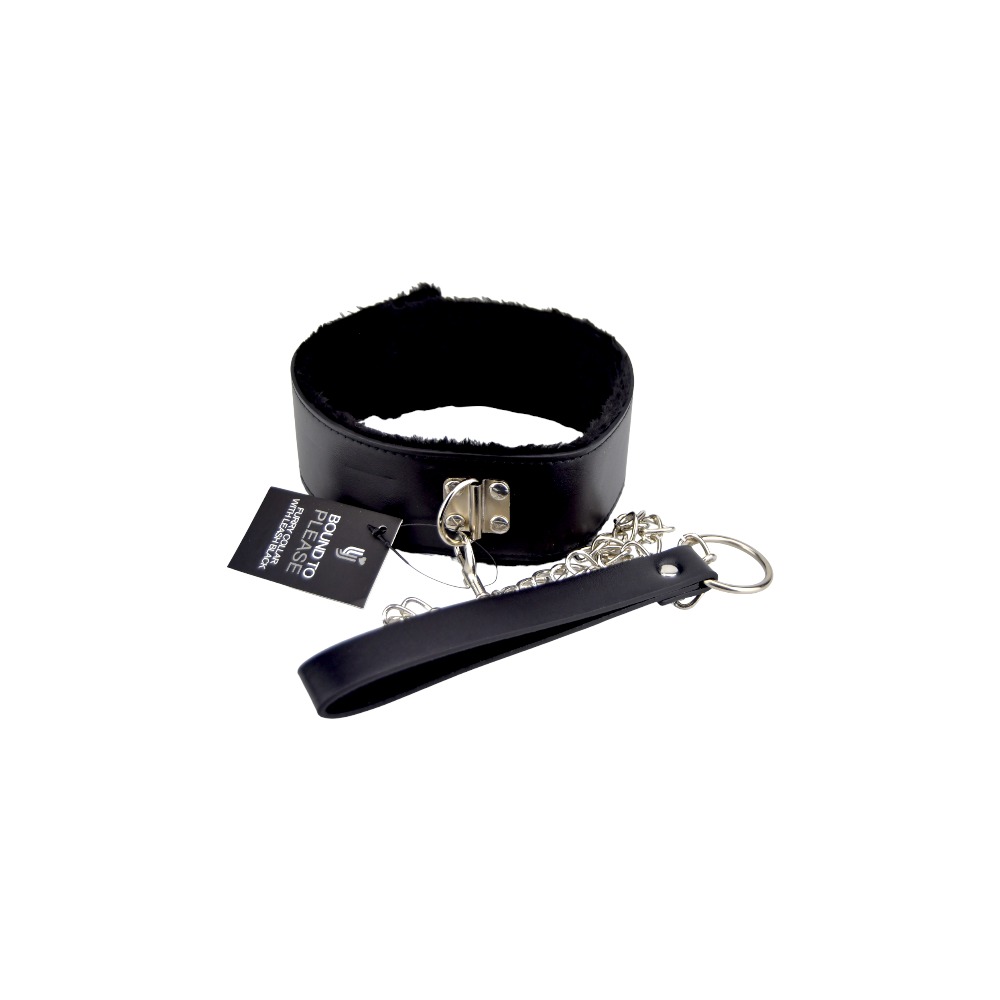 Bound to Please Furry Collar with Leash Black 4 Bound to Please Furry Collar with Leash Black - Image 4