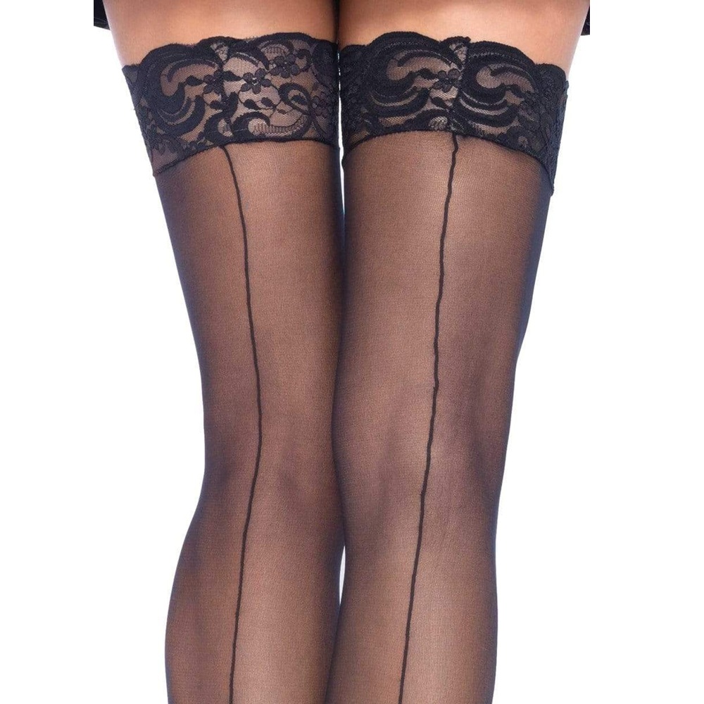 Leg Avenue Sheer Stockings With Backseam-Black 2 Leg Avenue Sheer Stockings With Backseam-Black - Image 2