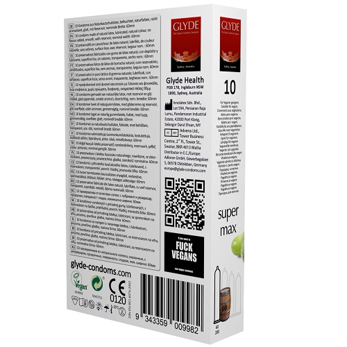 Glyde Ultra Super Max Vegan Condoms 10 Pack 3 Glyde Ultra Super Max Vegan Condoms 10 Pack - Image 3