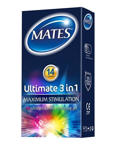Mates Ultimate 3 in 1 Condoms 14 Pack