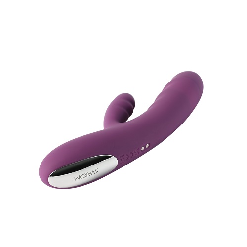 Svakom Avery Thrusting Vibrator with Clitoral Stimulator 2 Svakom Avery Thrusting Vibrator with Clitoral Stimulator shown from side angle