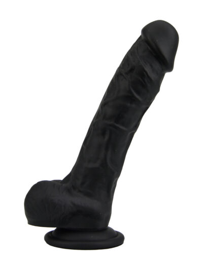 Loving Joy 8 Inch Realistic Silicone Dildo with Suction Cup and Balls Black