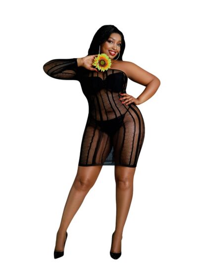 Moonlight Black Stripe Mini Dress Plus Size