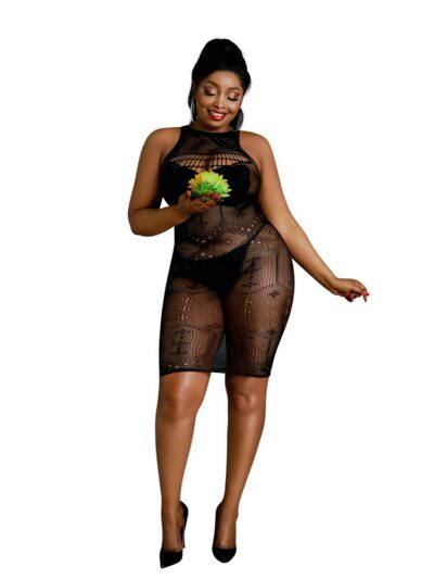 Moonlight Black Pattern Mini Dress Plus Size