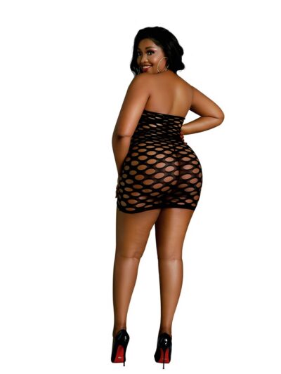 n12136 moonlight black strapless mesh dress plus size 2 2