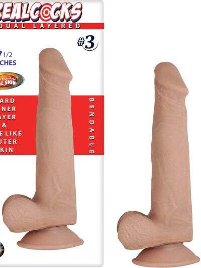 RealCocks Dual Layer Bendable Dildo 7.5 Inch Vanilla