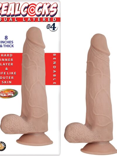 RealCocks Dual Layer Bendable Dildo 8 Inch Vanilla