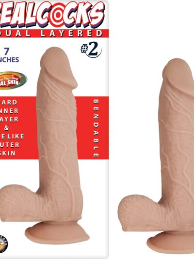 RealCocks Dual Layer Bendable Dildo 7 Inch Vanilla