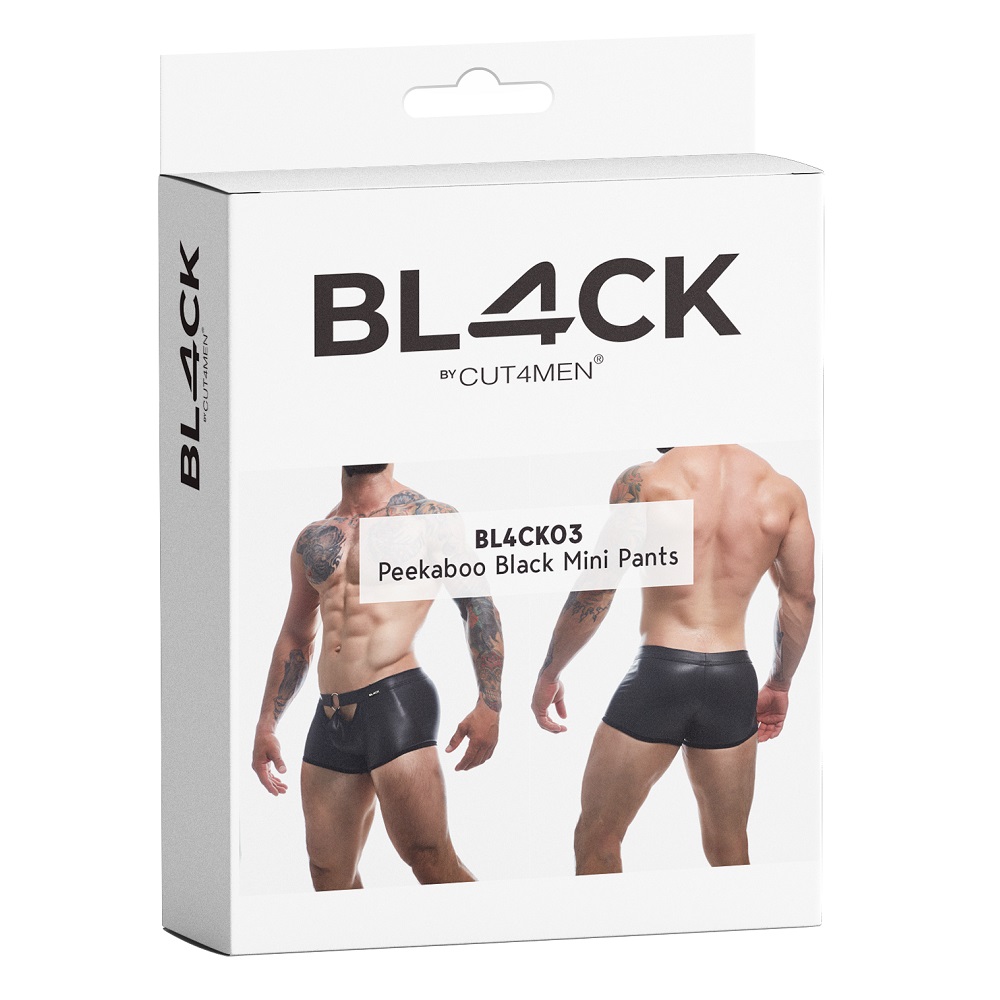 C4M Peekaboo Black Leatherette Mini Pants 3 C4M Peekaboo Black Leatherette Mini Pants - Image 3
