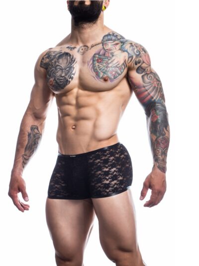 C4M L4CE Trunk Black mens lace trunk boxer with black lace trunk design