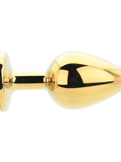 Gold metal butt plug with red stone base