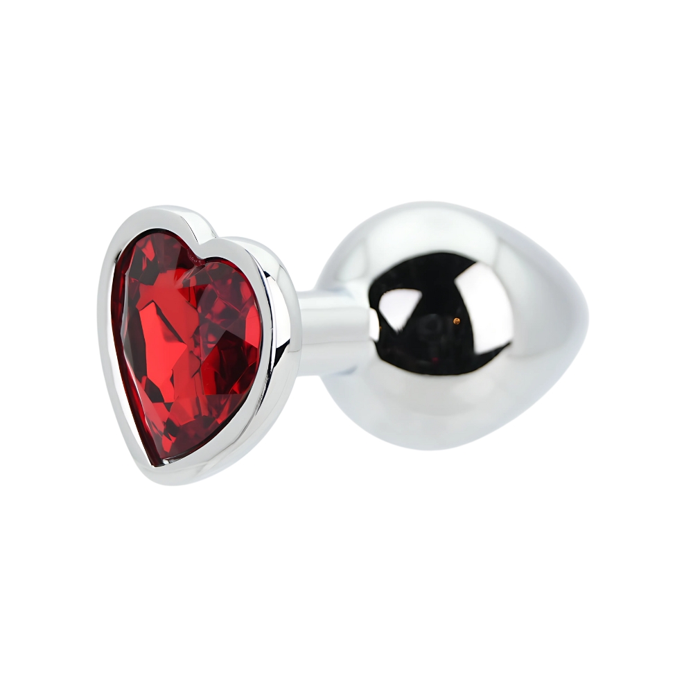 Toosh Heart Shaped Silver with Red Stone Medium 1 Toosh Heart Shaped Silver with Red Stone Medium