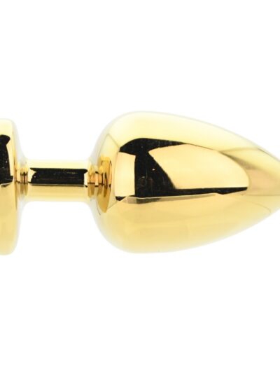 Toosh heart shaped gold butt plug with red stone base