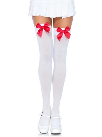 n9243 nylon thigh highs with bow 2 1 2