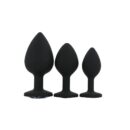 Toosh Silicone Butt Plug Black Set of 3 Clear Stone